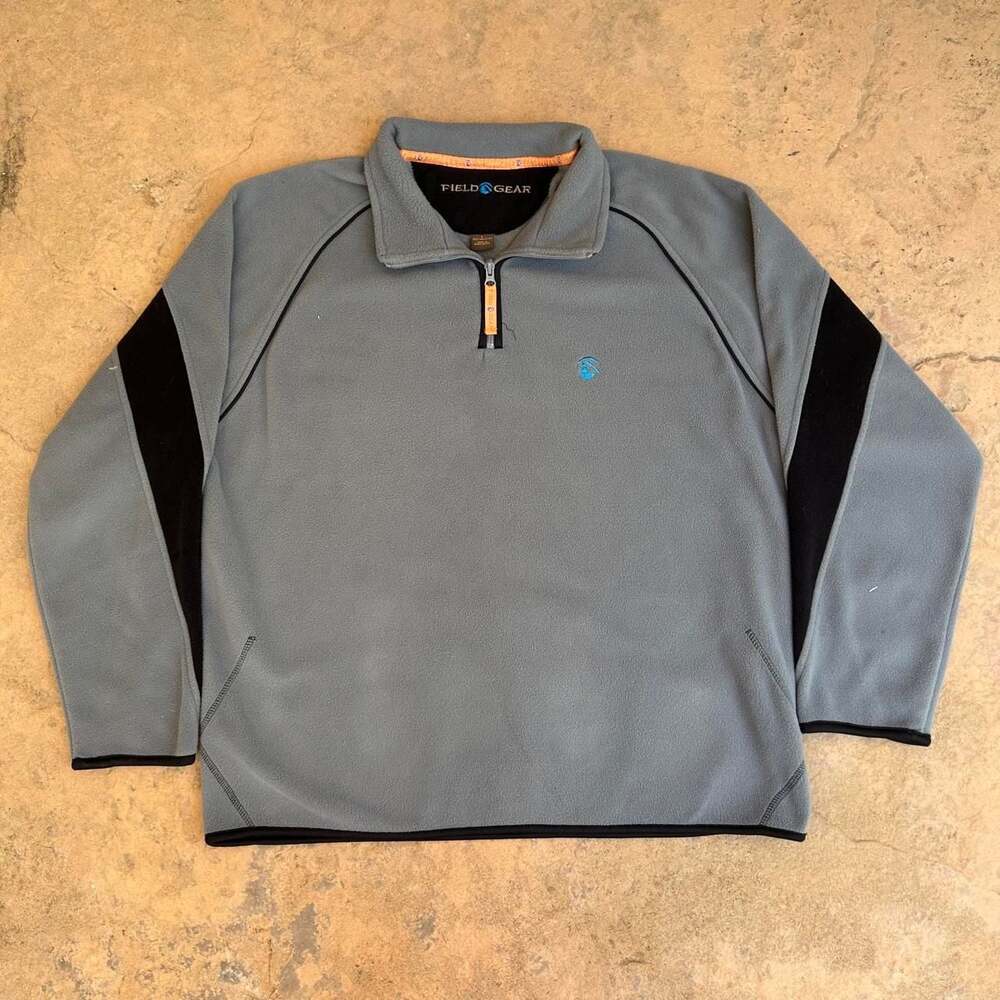 Field Gear Y2K Gorpcore Fleece Quarter Zip Pullover Gray Black Men's L